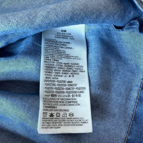 Levi’s Long Sleeve Button Down Denim Dress Size 6 Months - Picture 5 of 6